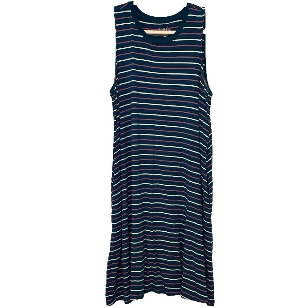 Blue stripe stretch swing dress light and airy for summer! Super flattering